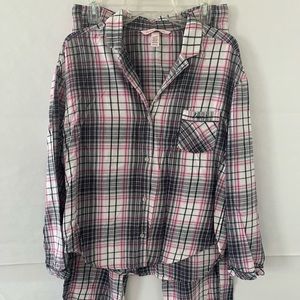 Victoria’s Secret Dreams Flannel pajama set sz Medium pink/black/white